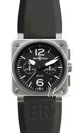 Bell & Ross Aviation Czarny/Guma 42x42 mm BR 03-94 Steel