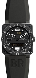 Bell & Ross Aviation Czarny/Guma 42x42 mm BR 03 Type Aviation Carbon