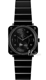 Bell & Ross Aviation Czarny/Guma 39x39 mm BR S Black Ceramic Phantom Diamo