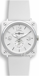 Bell & Ross Aviation Biały/Guma 39x39 mm BR S White Ceramic Rubber