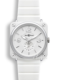 Bell & Ross Aviation Biały/Guma 39x39 mm BR S White Ceramic