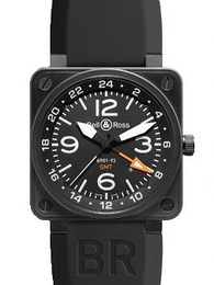 Bell & Ross Instrument Czarny/Guma 46x46 mm BR0192GMT