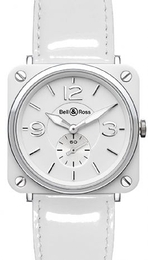 Bell & Ross Instrument Biały/Guma 39x38 mm BRS-WH-CERAMIC