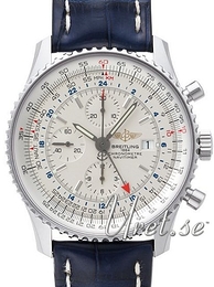 Breitling Navitimer World Srebrny/Skóra Ø46 mm A2432212-G571-101X-A20BA.1