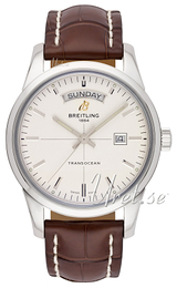 Breitling Transocean Day & Date Srebrny/Skóra Ø43 mm A4531012-G751-740P-A20D.1