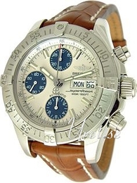 Breitling Chrono Superocean Srebrny/Skóra Ø42 mm 587CROC
