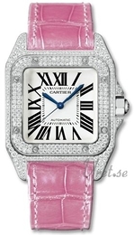 Cartier Santos 100 Srebrny/Skóra 32x32 mm WM501751