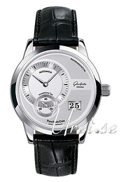 Glashütte Original Pano PanoMaticDate Srebrny/Skóra Ø39.3 mm 90-01-02-02-04