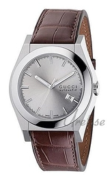 Gucci Pantheon Srebrny/Skóra Ø44 mm YA115204
