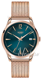 Henry London Westminster Zielony/Stal w kolorze różowego złota Ø39 mm HL39-M-0136