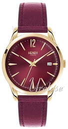 Henry London Knightsbridge Czerwony/Skóra Ø39 mm HL39-S-0066