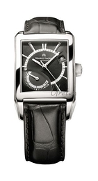 Maurice Lacroix Pontos Rectangulaire Reserve De Marche Czarny/Skóra 42.8x38.2 mm PT6207-SS001-330