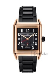 Jaeger LeCoultre Reverso Squadra Hometime Black Czarny/Guma 50.5x35 mm 7002671