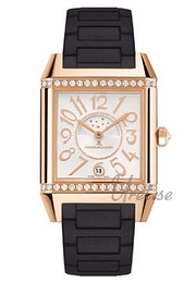 Jaeger LeCoultre Reverso Squadra Lady Duetto Srebrny/Guma 42.5x28 mm 7052720