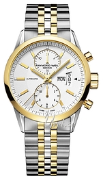 Raymond Weil Freelancer Biały/Stal w odcieniu złota Ø42 mm 7735-STP-30001