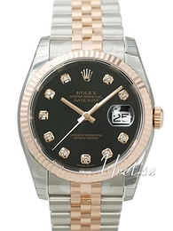 Rolex Datejust Gold/Steel Czarny/18 karatowe różowe złoto Ø36 mm 116231-0056