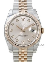 Rolex Datejust Gold/Steel Srebrny/18 karatowe różowe złoto Ø36 mm 116231-0100
