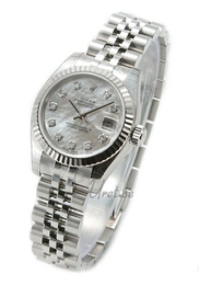 Rolex Lady Oyster Perpetual Biały/Stal Ø26 mm 179174/23