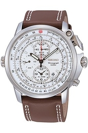 Seiko Chronograph Biały/Skóra Ø43 mm SNAB71P1