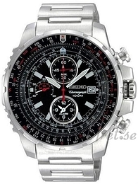 Seiko Chronograph Czarny/Stal Ø44 mm SNAD05P1
