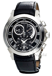 Seiko Premier Czarny/Skóra Ø42 mm SNL041P2