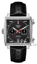 TAG Heuer Monaco Czarny/Skóra 39x39 mm CAW211B.FC6241