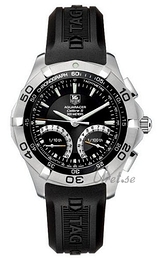 TAG Heuer Aquaracer Calibre S 1/100Th Sec Electro-Mechanical Chronograph Czarny/Guma Ø43 mm CAF7010.FT8011