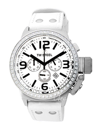 TW Steel Canteen Biały/Skóra Ø45 mm TW10